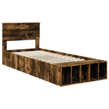 Bed Frame with Shelf Smoked Oak 100 x 200 cm Engineered Wood 3408400