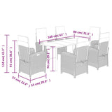 7 Piece Garden Dining Set with Cushions Grey Poly Rattan 3212623