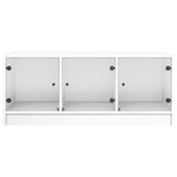 Coffee Table with Glass Doors White 102x50x42 cm 836413