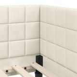 Corner Bed Frame with Headboard Cream 100 cm x 200 cm Velvet 42016405