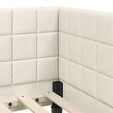 Corner Bed Frame with Headboard Cream 100 x 200 cm Velvet 42016445