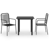 Garden Dining Set Black Powder-coated steel, glass, cotton rope 3060207