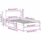 Bed Frame with Headboard Wax Brown 80 x 200 cm Solid Pine Wood 872127