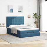 ZNTS Ottoman Bed with Mattresses Dark Blue 140x190cm Velvet 3313473