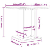 Dining Table Black 80x80x75 cm Engineered Wood 800253