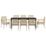 Garden Dining Set with Cushion 9 pcs Beige and Black Rattan 3380833