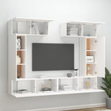 6 Piece TV Cabinet Set White Engineered Wood 3114462