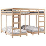 Triple Bunk Bed Frame Brown 160 x 200 cm Solid Pine Wood 3414561