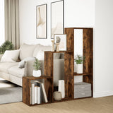 Room Divider Bookcase 3-Tier Smoked Oak 123x29x123 cm Engineered Wood 857989