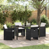 Garden Dining Set with Cushion Folding 5 pcs Black Poly rattan 3379942