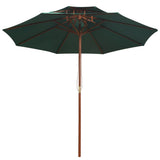 Double Decker Garden Parasol 270x270 cm Wooden Pole Green 42963