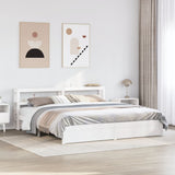 Bed Frame with Headboard without Mattress White 200x200 cm 3306004