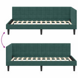 Corner Bed Frame with Headboard Dark green 100 x 200 cm Velvet 42016440