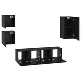 TV Cabinet Set Wall-mounted 5 pcs Black Oak Engineered Wood 3393349