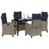 Garden Dining Set with Cushion 5 pcs Grey Poly Rattan 3380465