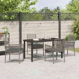 Garden Dining Set with Cushion 5 pcs Grey Poly rattan 3379879