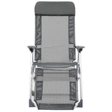 Folding Camping Chairs with Footrests 2 pcs Grey Textilene 360145