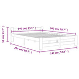 Bed Frame without Mattress Solid Pine Wood 140x200 cm 321994