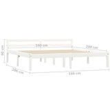 Bed Frame without Mattress White Solid Pine Wood 160x200 cm 283188