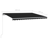 ZNTS Manual Retractable Awning with LED 4.5x3.5 m Anthracite 3070044