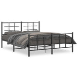 Metal Bed Frame without Mattress with Footboard Black 160x200cm 355582