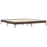 ZNTS Bed Frame Brown Oak 180x200 cm Super King Engineered Wood and Metal 845005