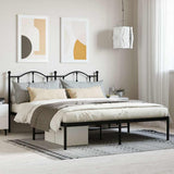 Metal Bed Frame without Mattress with Headboard Black 180x200cm 353443