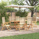 Garden Dining Set Folding 7 pcs Beige Solid Acacia Wood 3375735