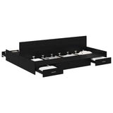 Storage Bed Frame Black Oak 140 x 190 cm Engineered Wood 3335310