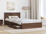 Bed Frame Brown Oak and Silver 100 x 200 cm Engineered Wood 3410937
