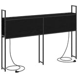 Storage Headboard with Charging Station Black oak 150 cm 859810