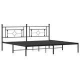 Metal Bed Frame without Mattress with Headboard Black 200x200cm 374346