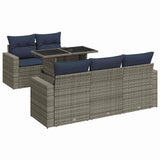 6 Piece Garden Sofa Set with Cushions Grey Poly Rattan Acacia 3326252