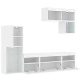 6 Piece TV Wall Units with LED White Engineered Wood 3216732
