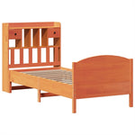 ZNTS Bookcase Bed without Mattress Wax Brown 100x200cm Solid Wood Pine 3323160