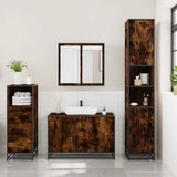 3 Piece Bathroom Furniture Set Smoked Oak Engineered Wood 3301012