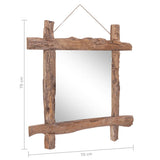 Mirror Natural Recycled Teak Wood 70 cm Decorative Inlays 283934