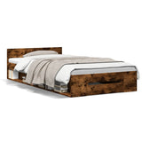 Bed Frame with Drawer without Mattress Smoked Oak 90x190 cm Single 3280787