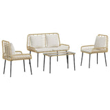 Garden Furniture Set 4 pcs Black and Cream Poly Rattan 3379043