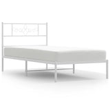 Metal Bed Frame without Mattress with Headboard White 100x200cm 355311