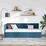 Corner Bed Frame with Headboard Blue 80 x 200 cm Velvet 42016245