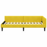 Corner Bed Frame Yellow 100 x 200 cm Velvet and Engineered wood 42016170
