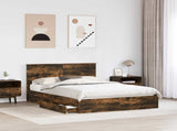 Storage Bed with Drawer Smoked Oak 140 x 200 cm Engineered Wood 3410795