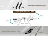 Salon Tattoo Bed with Rotatable Armrests, Adjustable 3-Section Beauty Table with Storage Shelves, 21154689