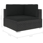 6 Piece Garden Lounge Set with Cushions Poly Rattan Black 46746