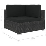 6 Piece Garden Lounge Set with Cushions Poly Rattan Black 46746