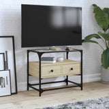 TV Cabinet with Glass Top Sonoma Oak 60x35x51 cm Engineered Wood 846055