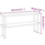 Kitchen Work Table with Overshelf 120x60x145 cm Stainless Steel 3155992