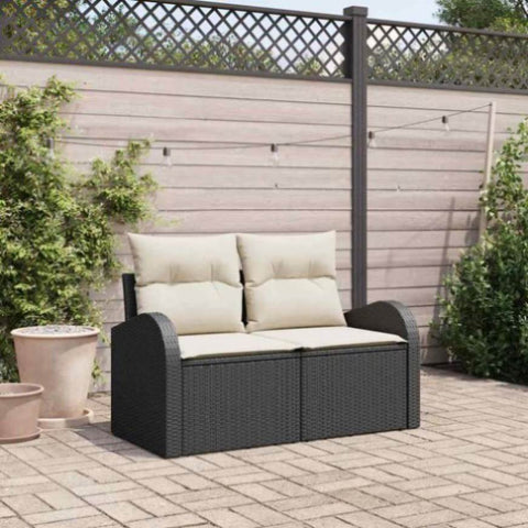Garden Sofa Black 124 x 62 x 69cm Poly Rattan 42006742