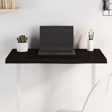 Table Top Dark Brown 80x50x cm Treated Solid Wood Oak 3156420